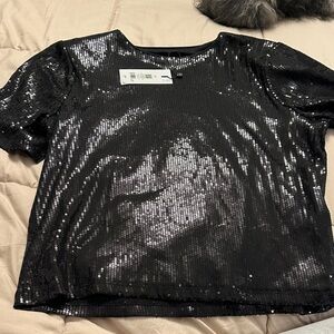 Dynamite Black Sequin Top